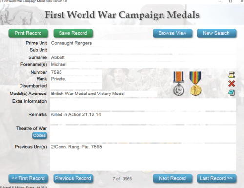 First World War Campaign Medals. 10.9 million medals • 4.6 million soldiers. Complete on one fully searchable DVD-ROM - Image 14