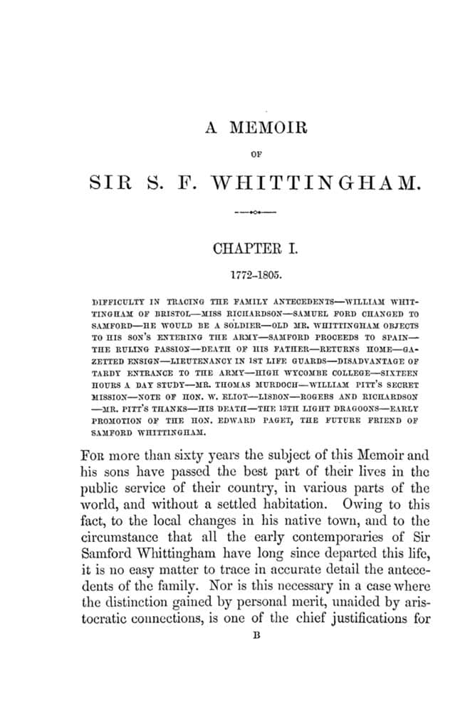 A MEMOIR OF THE SERVICES OF LIEUTENANT - GENERAL SIR SAMUEL FORD WHITTINGHAM K.C.B., K.C.H., G.C.F.
Colonel of the 71st Highland light infantry.
Derived chiefly from his own letters and from those of distinguished contemporaries - Image 7
